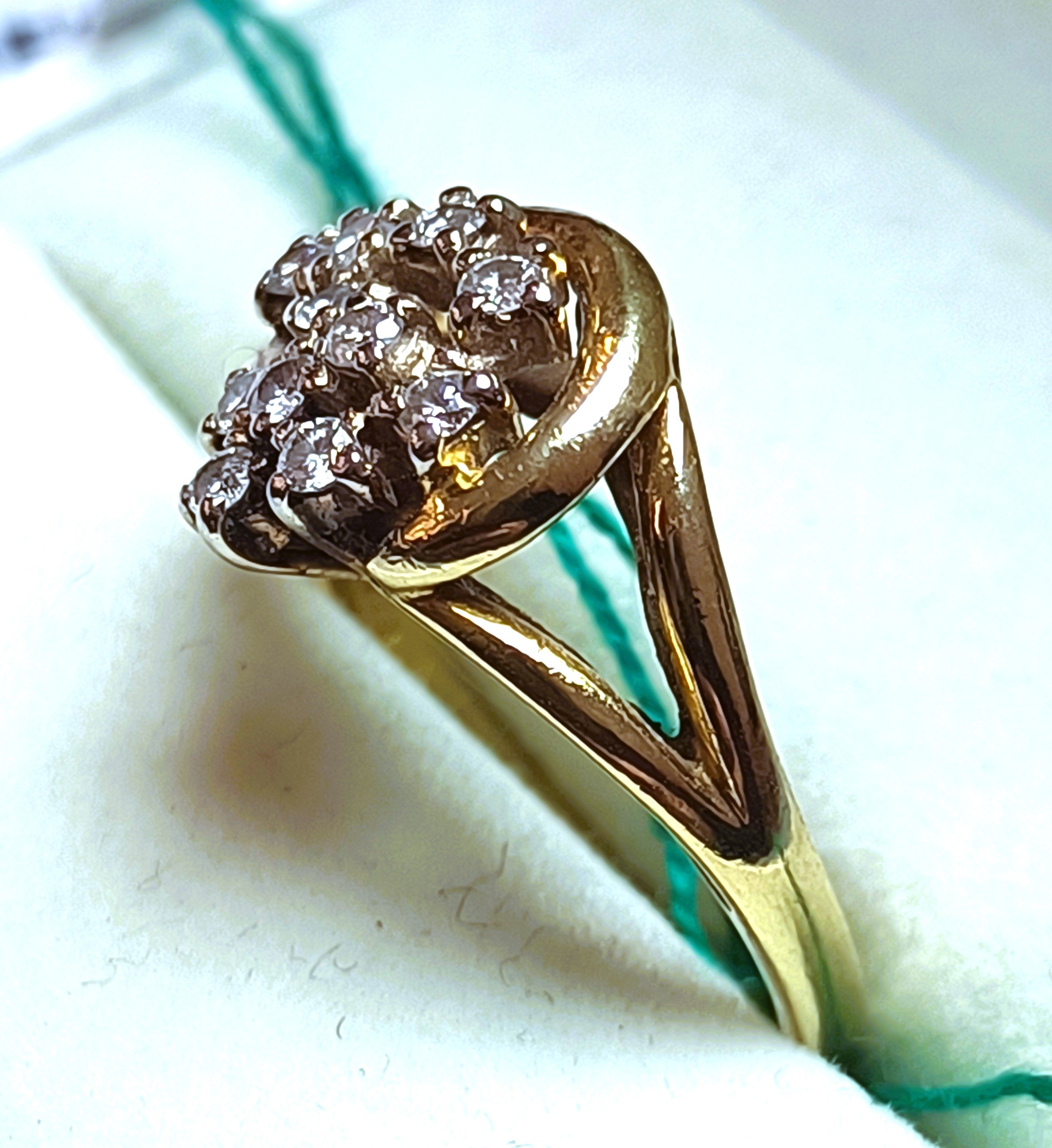 ANELLO SEMIFASCIA IN ORO GIALLO 18 KT ANNI 80 DIAMANTI NATURALI KT 0,44