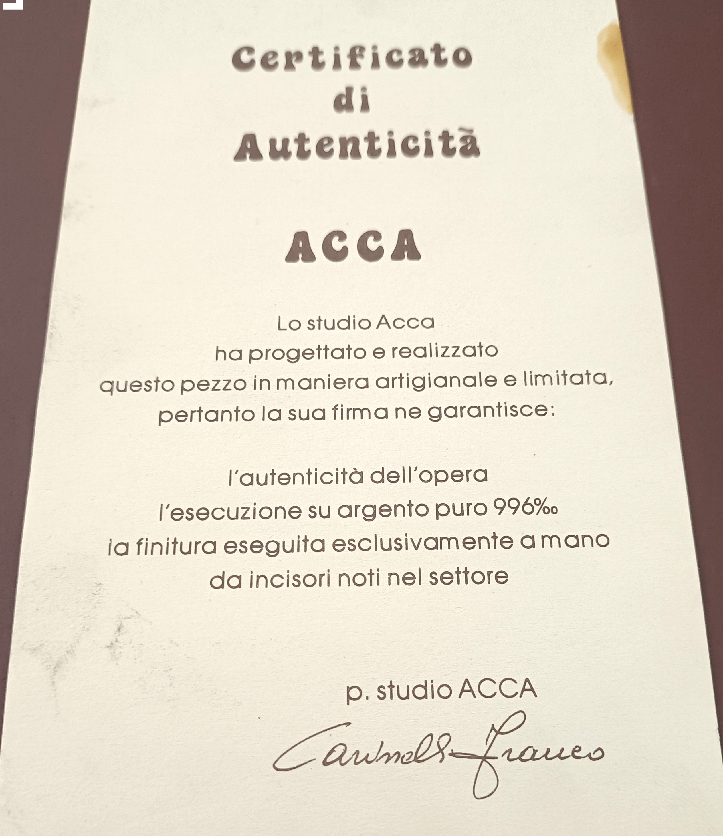 QUADRETTO IN ARGENTO 996 STUDIO ACCA PRODOTTO ARTIGIANALE