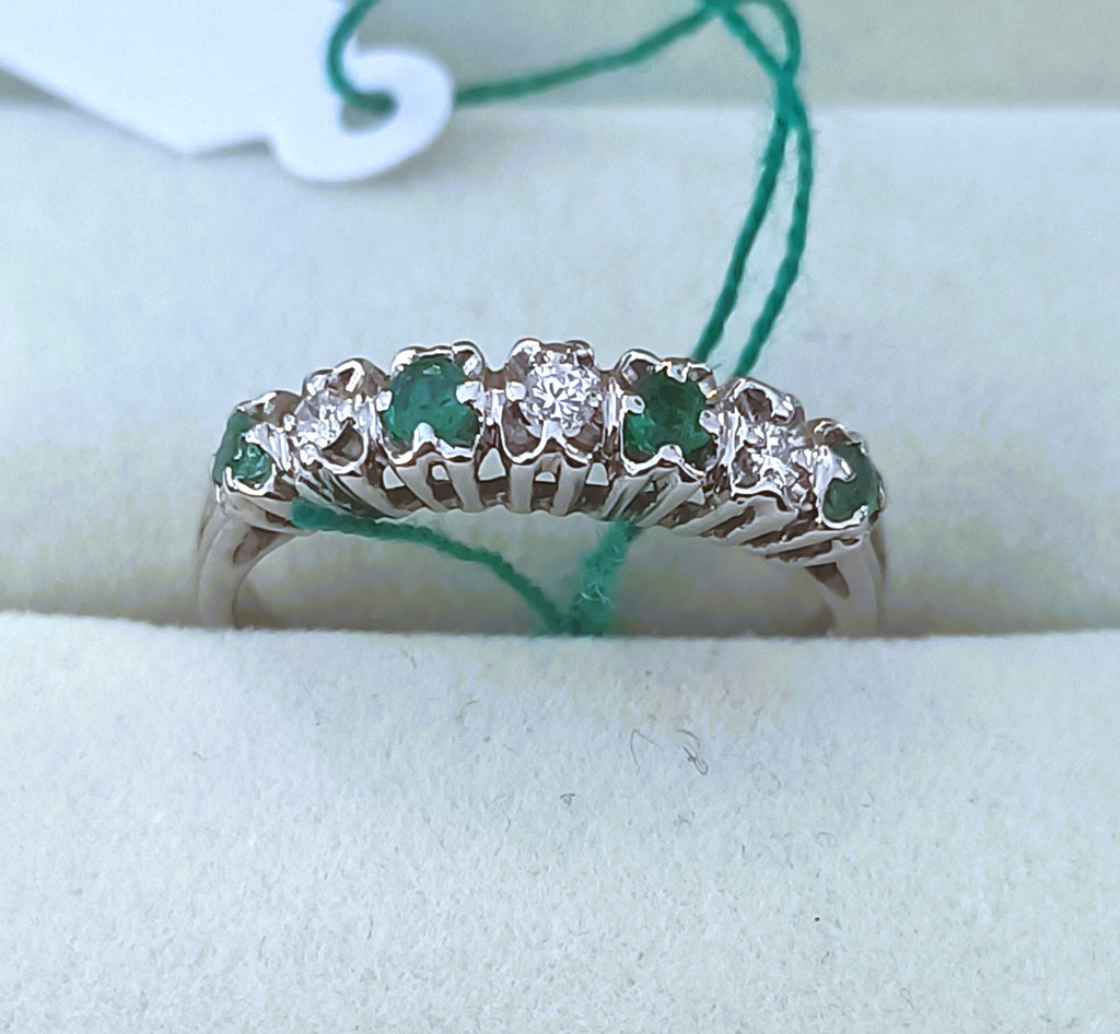 VERETTA ORO BIANCO 18 KT DIAMANTI E SMERALDI NATURALI