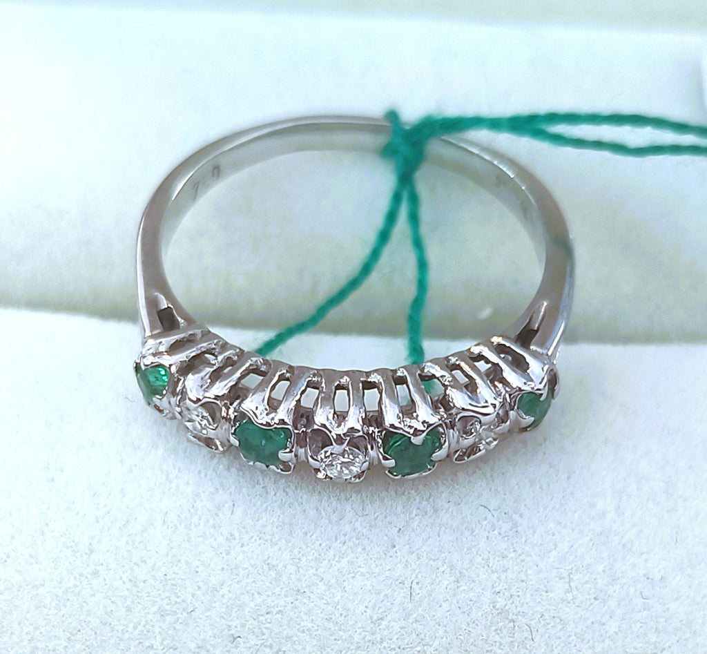 VERETTA ORO BIANCO 18 KT DIAMANTI E SMERALDI NATURALI