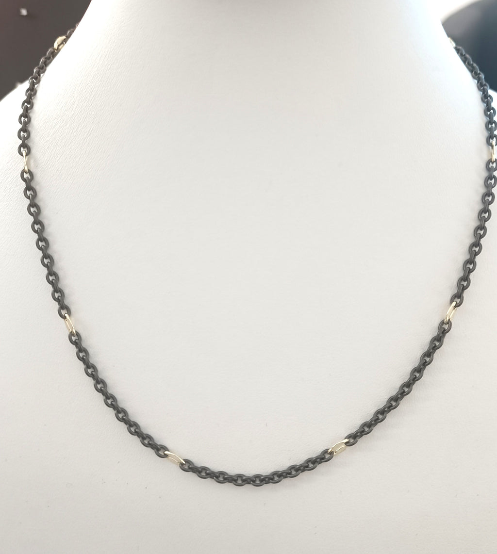 COLLANINA GIROCOLLO IN ACCIAIO BRUNITO E PL ORO