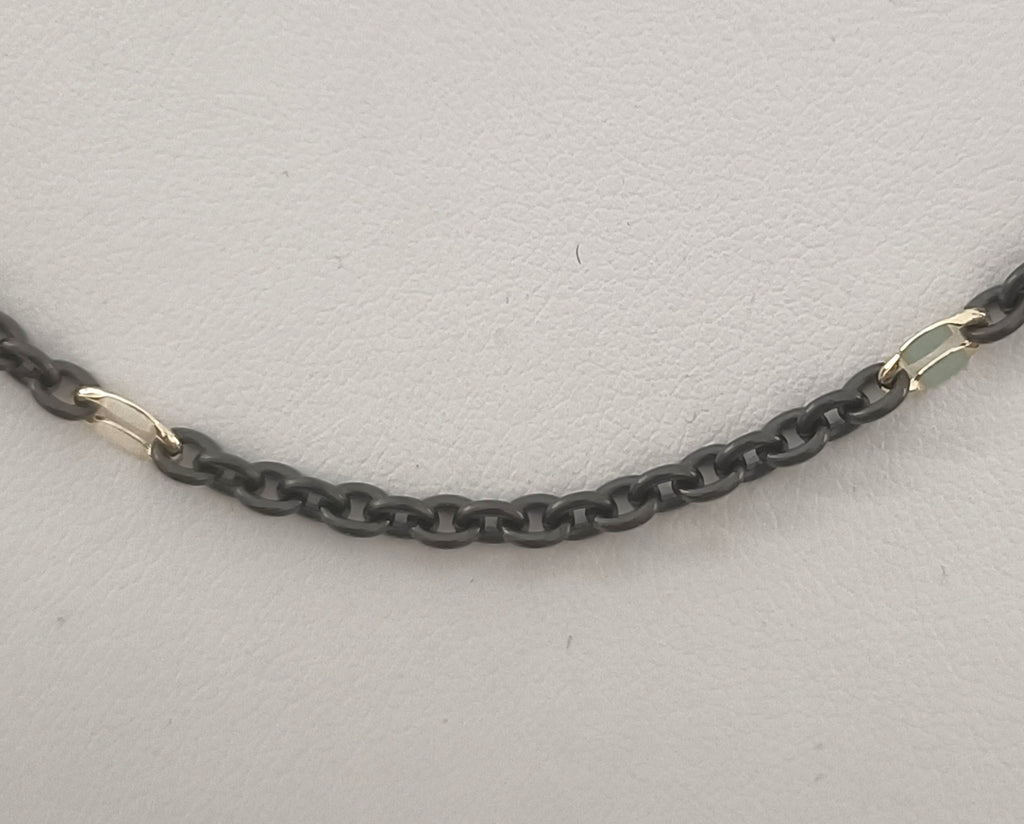 COLLANINA GIROCOLLO IN ACCIAIO BRUNITO E PL ORO