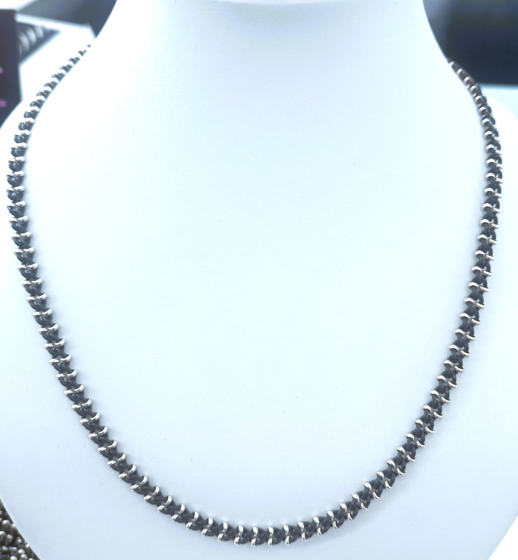 COLLANA MIX ARGENTO E ACCIAIO BRUNITO