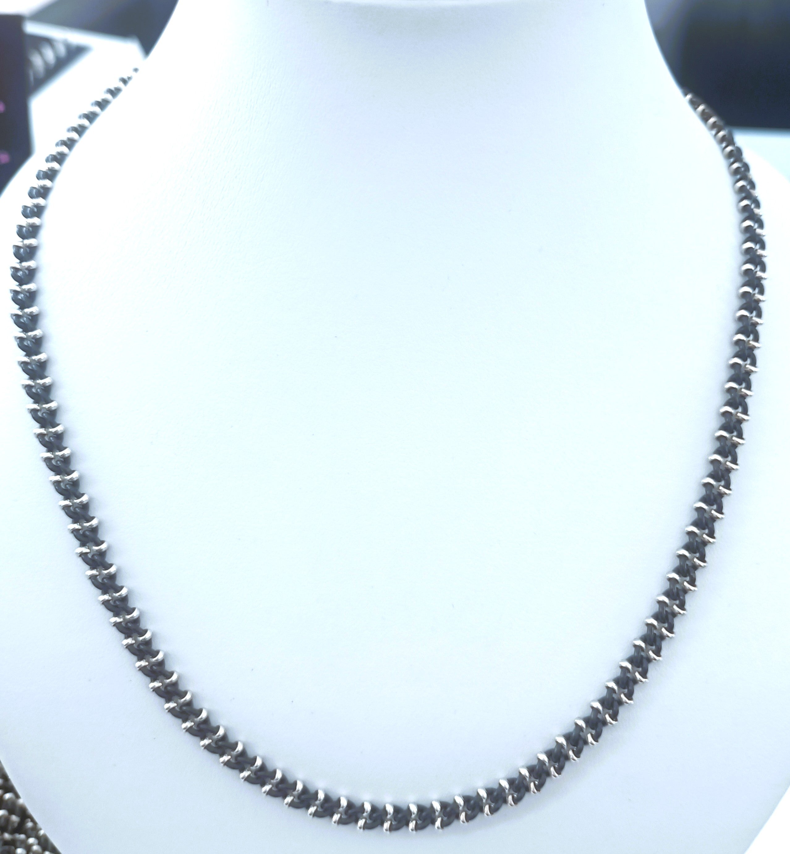 COLLANA MIX ARGENTO E ACCIAIO BRUNITO