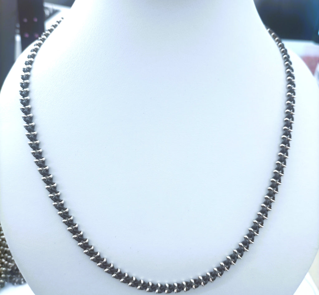 COLLANA MIX ARGENTO E ACCIAIO BRUNITO