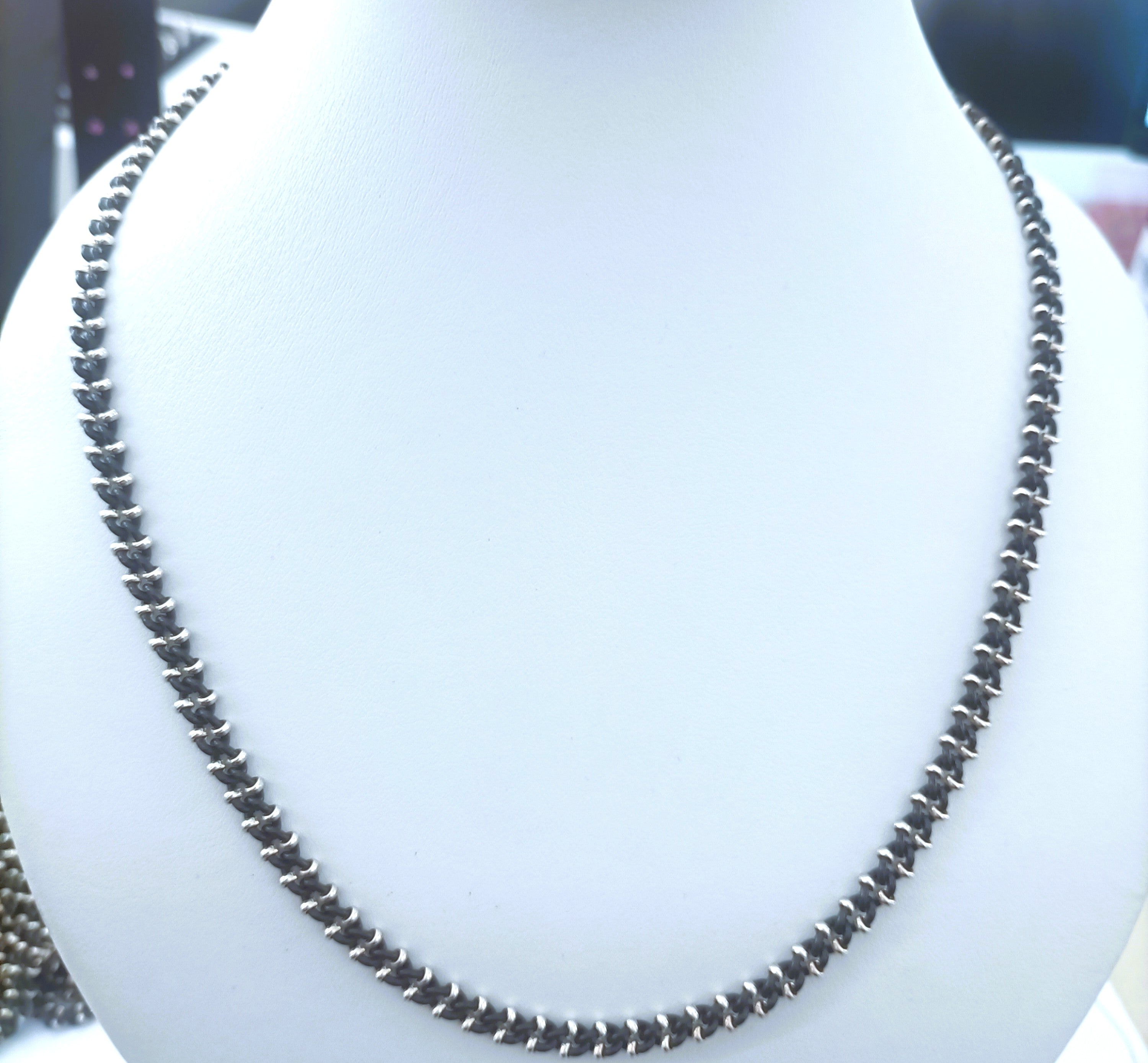 COLLANA MIX ARGENTO E ACCIAIO BRUNITO