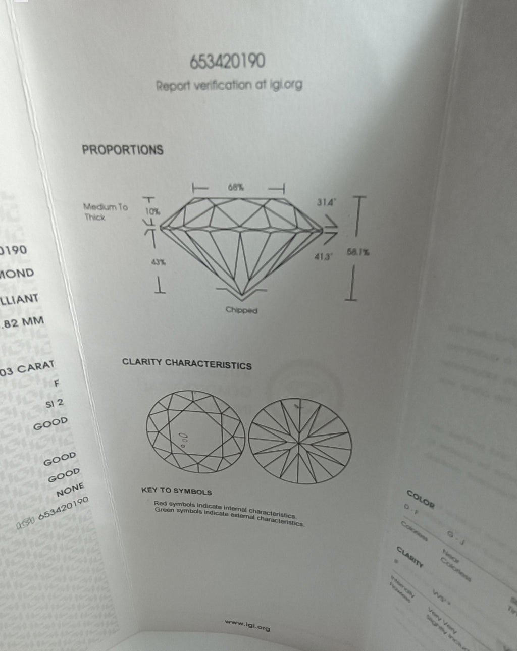 DIAMANTE NATURALE DA COLLEZIONE O PER SOLITARIO KT 1,03 CERTIFICATO I.G.I