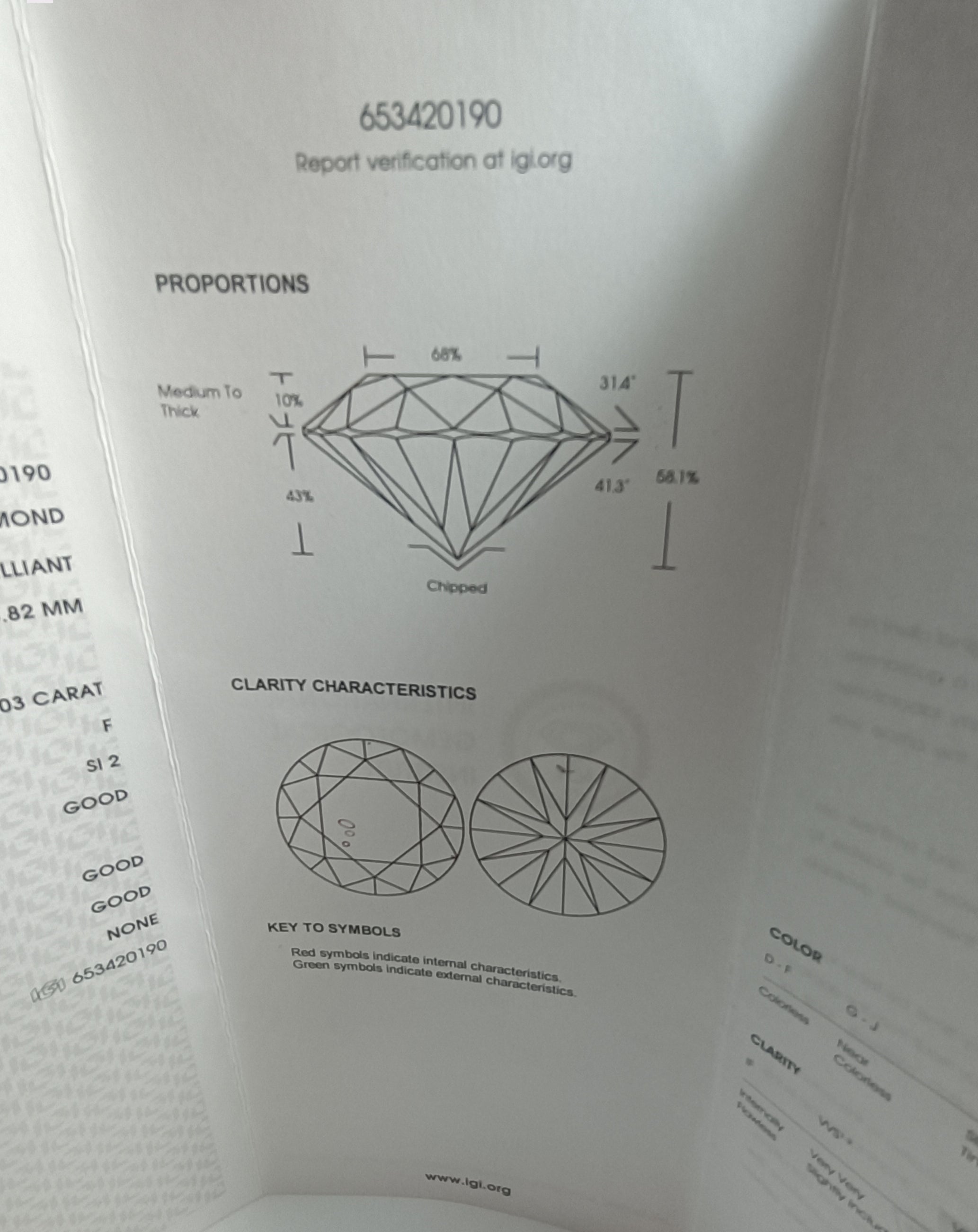 DIAMANTE NATURALE DA COLLEZIONE O PER SOLITARIO KT 1,03 CERTIFICATO I.G.I
