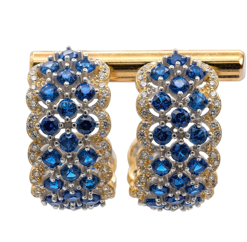 ORECCHINI IN ARGENTO 925 CON ZIRCONI AZZURRI E BIANCHI ALTA GIOIELLERIA